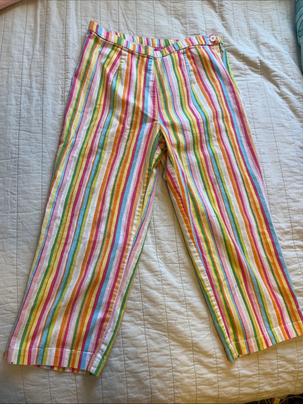 Cute summer capris Rainbow colorful preppy cotton stripes Y2K